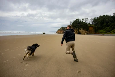 Running on the Oregon coast